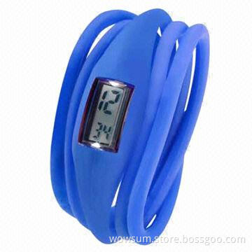 Ion Silicone Watch with Long Band, Digital Movement, Eco-friendly Material and Waterproof